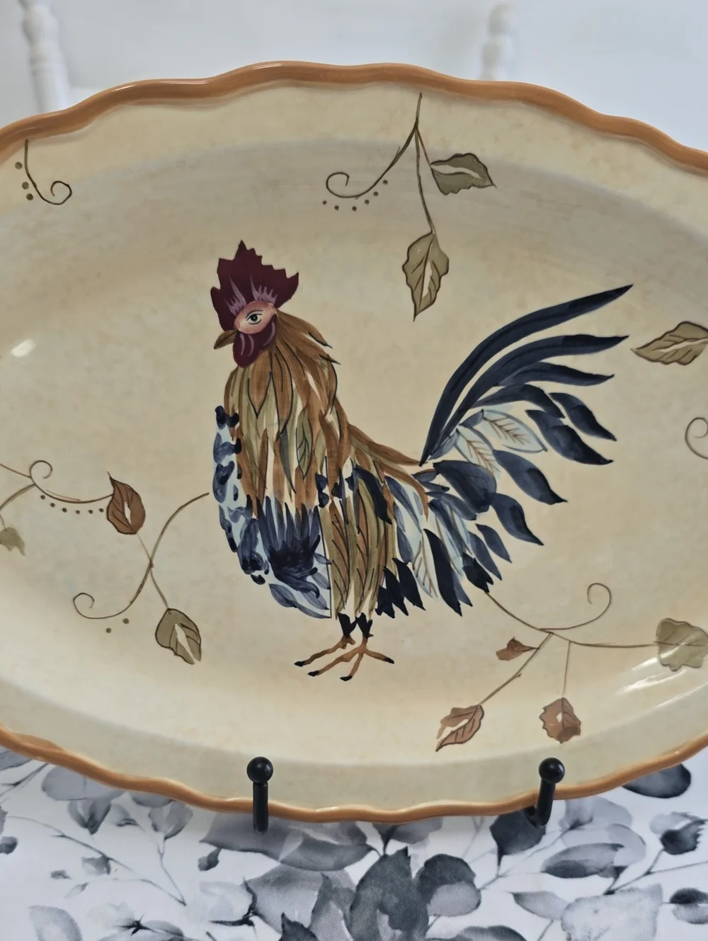 Whole Home Canterbury Rooster Oval Platter Ceramic 13.75